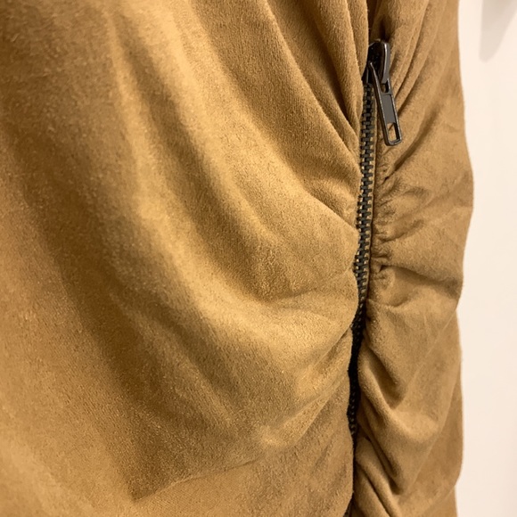 NWT Bebe Mini Dress Body-Hugging “Suede-like” Material Tan Small - Picture 10 of 12